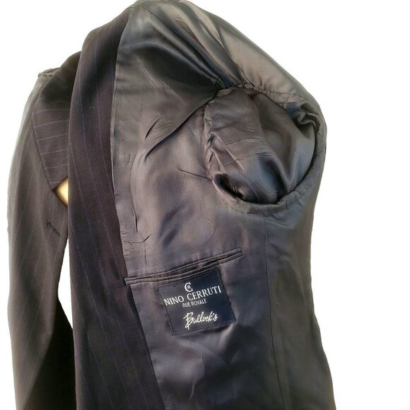 Vintage Ninno Cerutti Bullocks 2 Button Sport Coat Wool Blue Pin Stripe Mens 44R - Picture 5 of 12